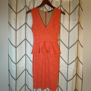 BCBGMaxAzria Coral Lace Midi Dress